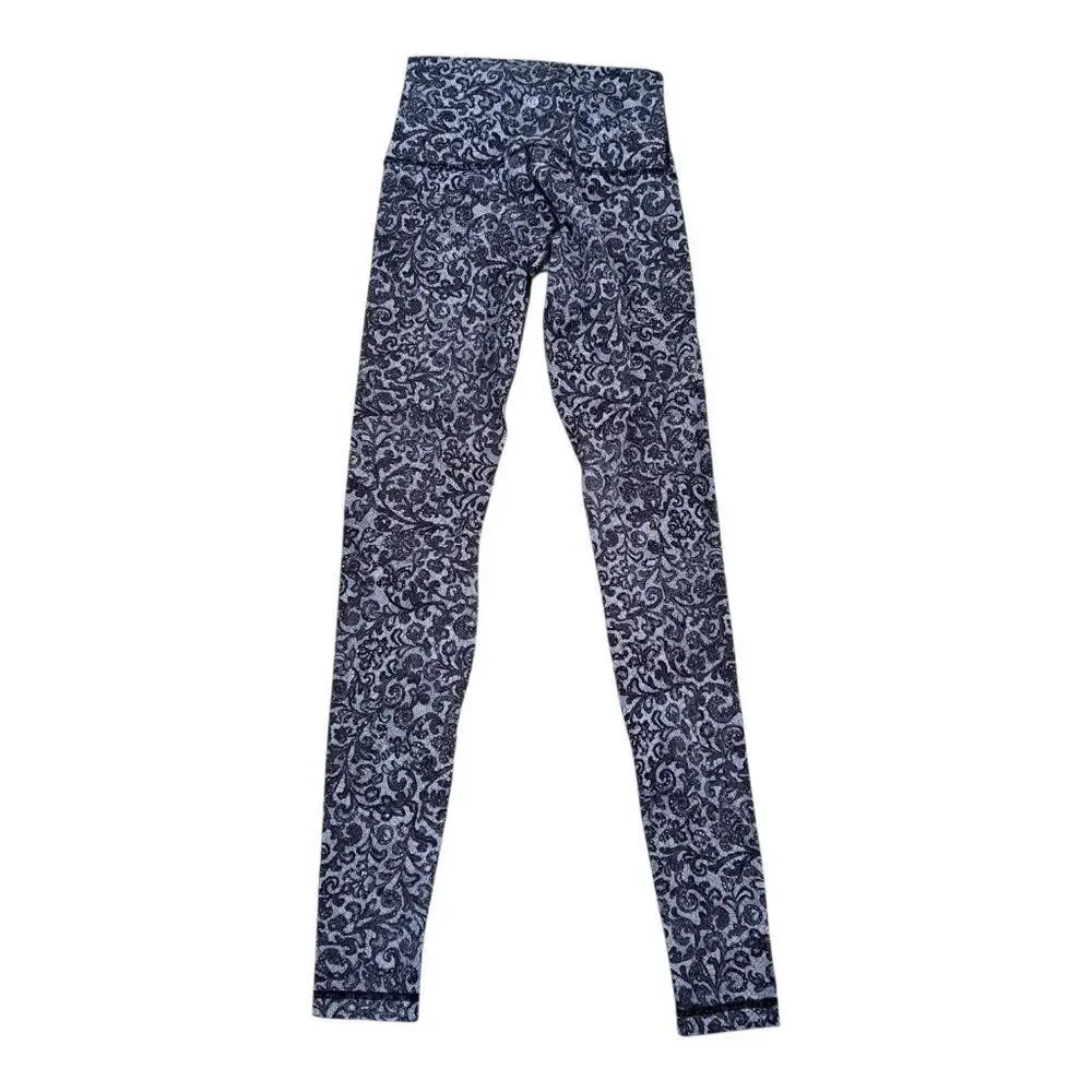 Lululemon Women's Wunder Under Hi-Rise Full-On Leggings Lace Print Sz 6